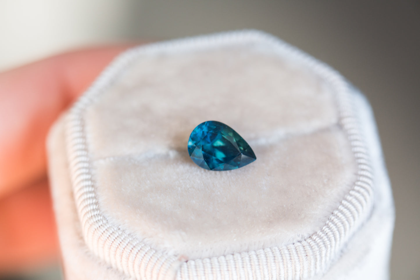 2.28ct pear blue green sapphire