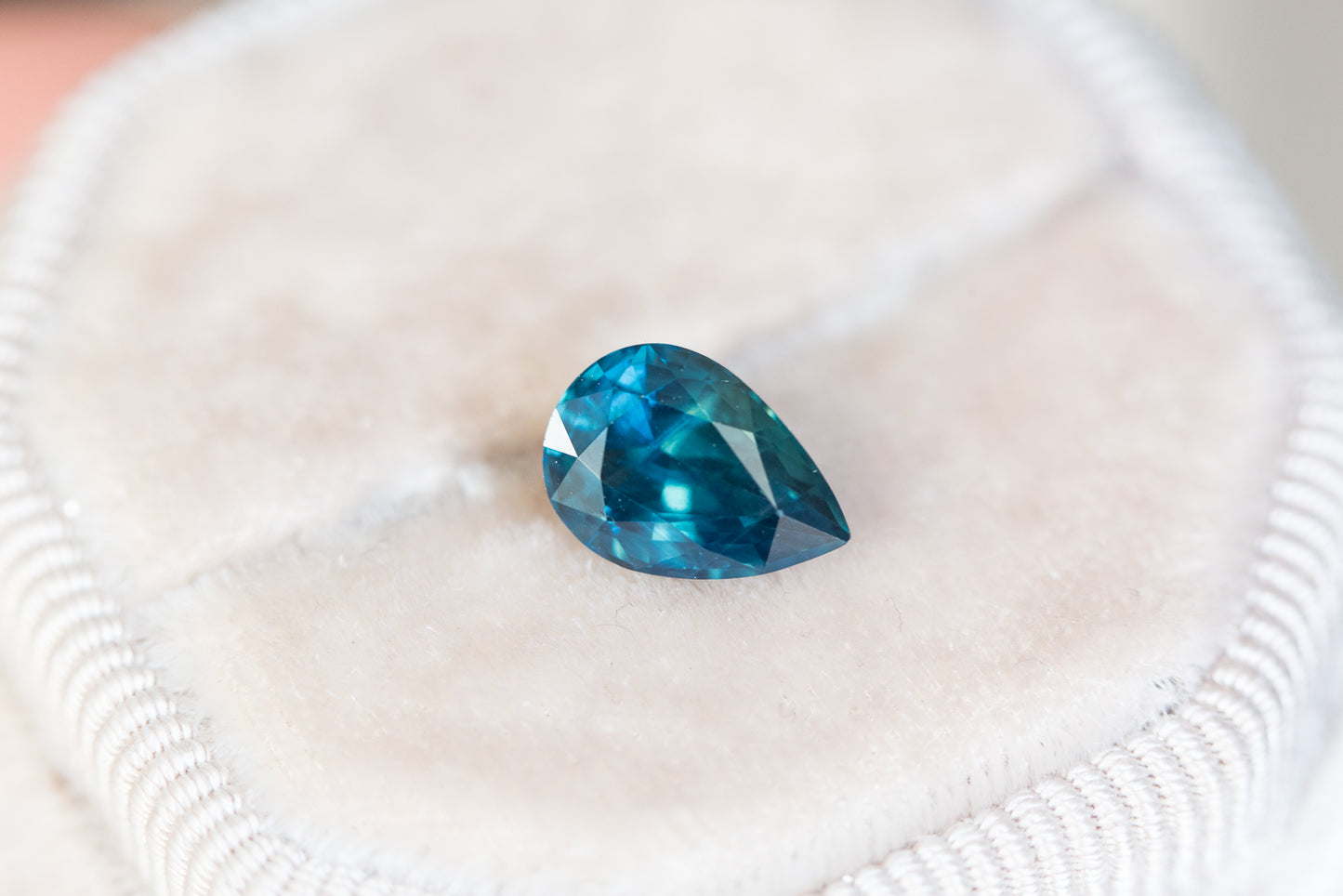 2.28ct pear blue green sapphire