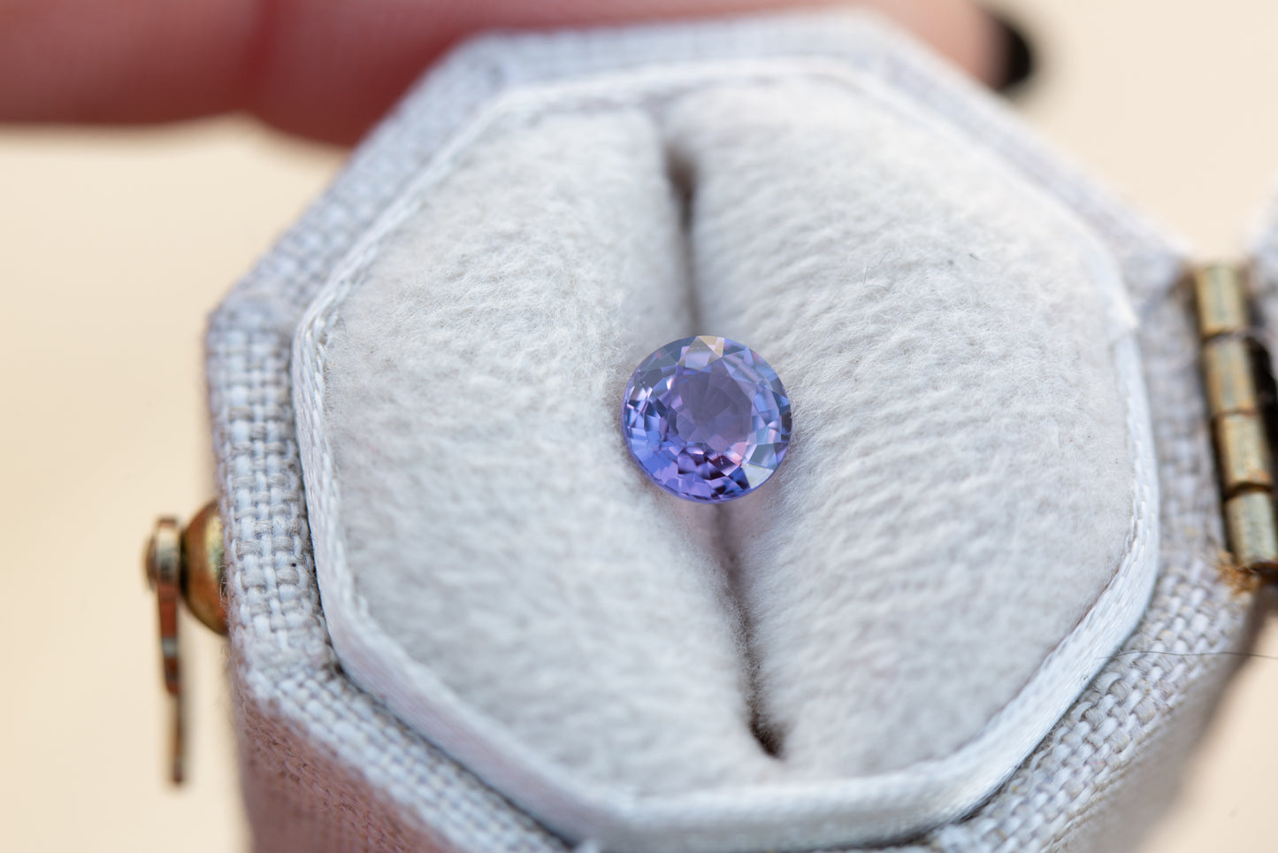 Load image into Gallery viewer, .67ct round deep purple sapphire
