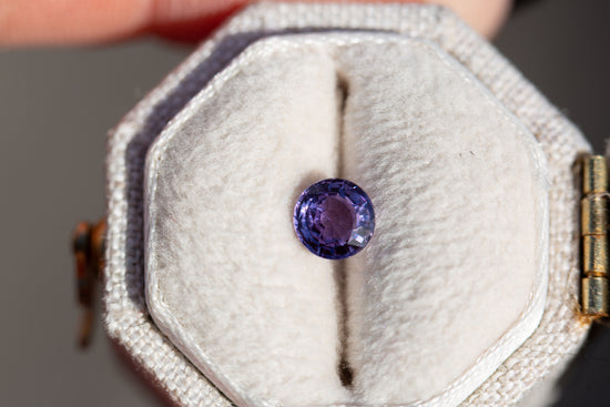 Load image into Gallery viewer, .67ct round deep purple sapphire
