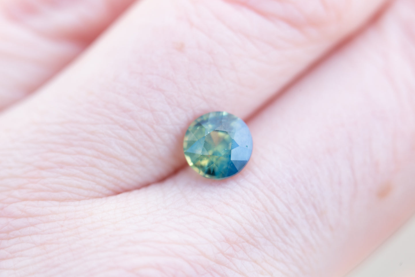 1.98ct round opaque green blue/teal sapphire