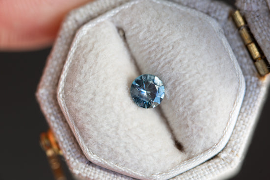 .45ct round medium blue teal sapphire