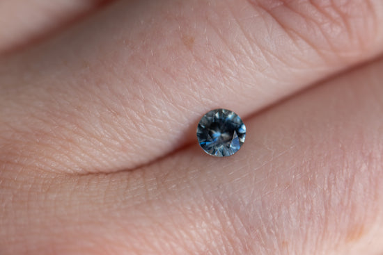 .45ct round medium blue teal sapphire