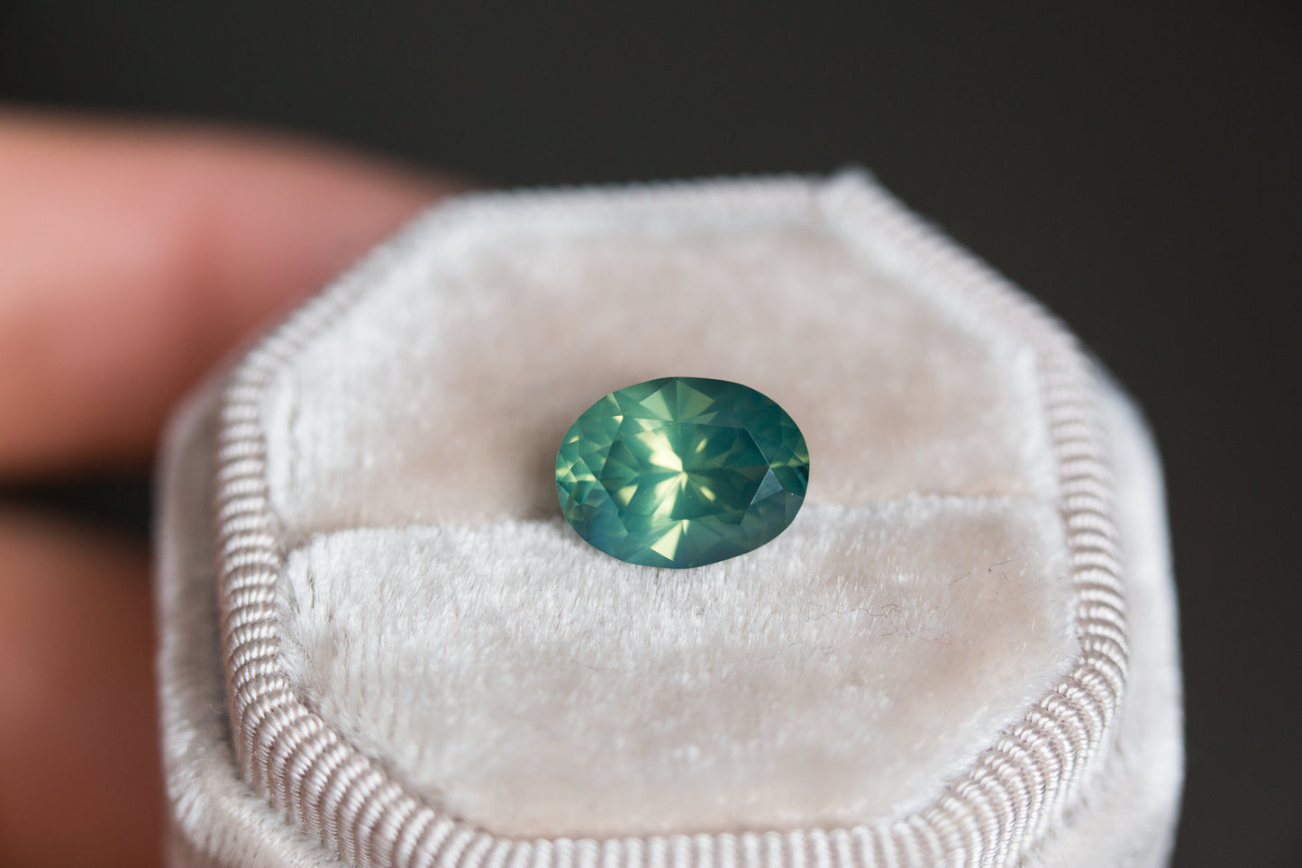 4.64ct oval opalescent teal green sapphire