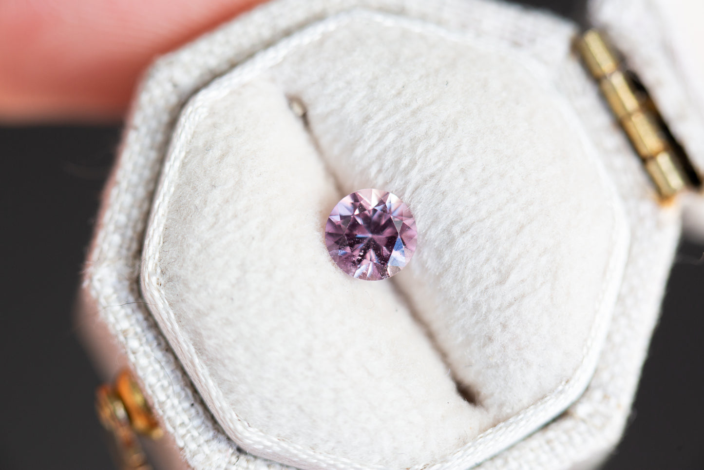 Load image into Gallery viewer, .53ct round mauve pink sapphire
