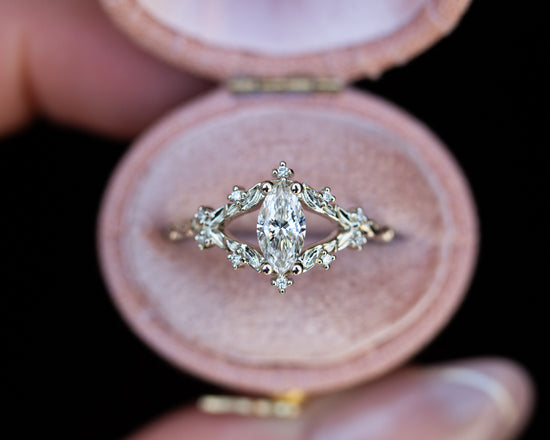 Load image into Gallery viewer, Briar rose setting with natural white diamond center stone
