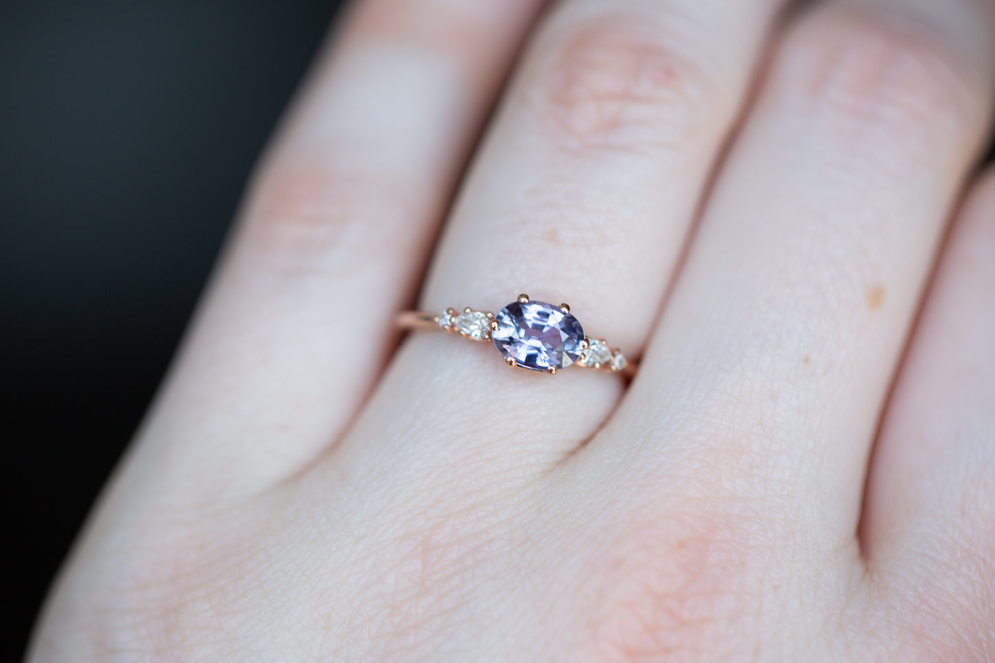 Load image into Gallery viewer, East/west purple sapphire five stone ring

