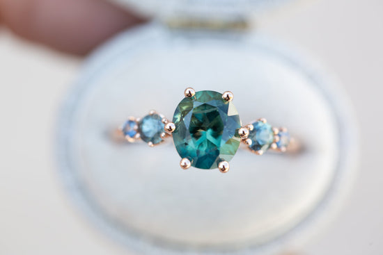 Five stone setting with blue/green sapphire side stones (setting only)