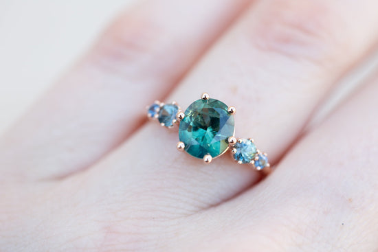 Five stone setting with blue/green sapphire side stones (setting only)
