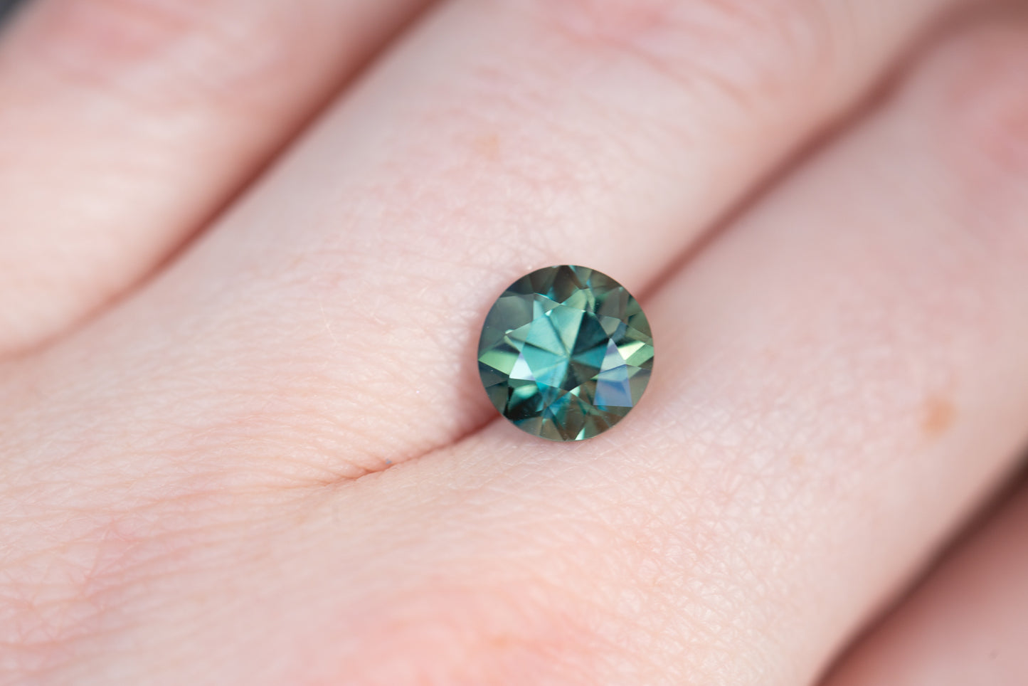 3.02ct round Portuguese cut teal blue green sapphire