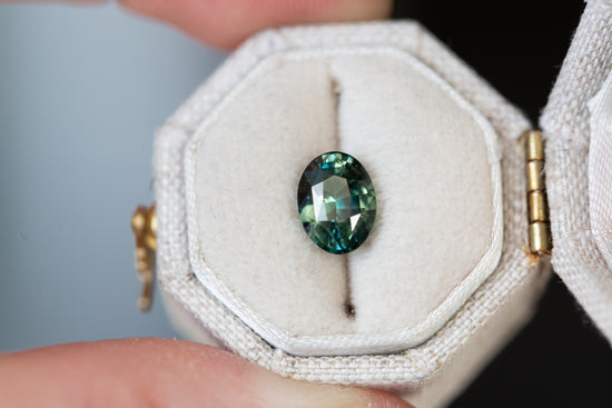 2.19ct oval parti teal green blue sapphire