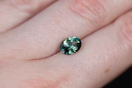 2.19ct oval parti teal green blue sapphire