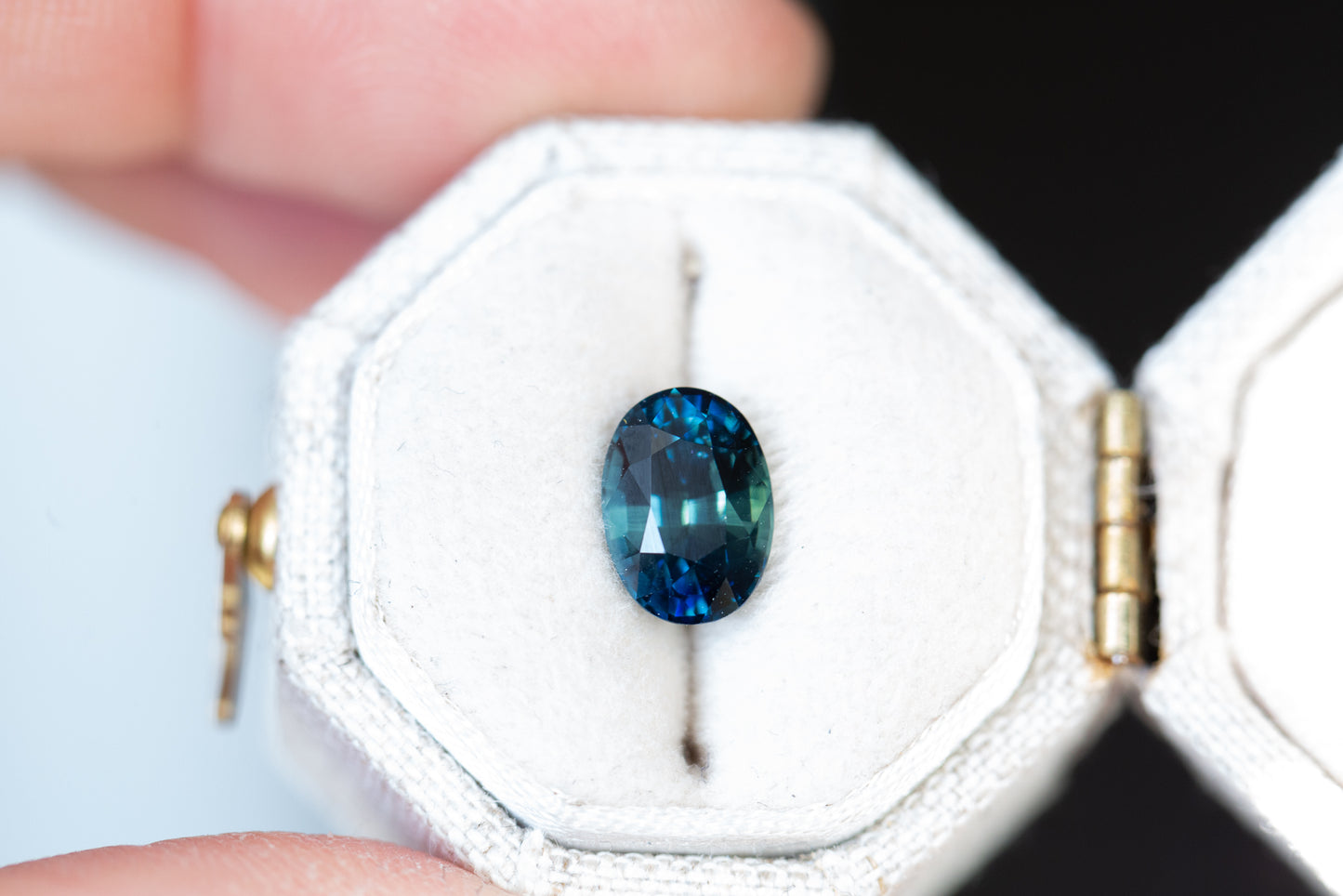 2.04ct oval deep teal blue sapphire