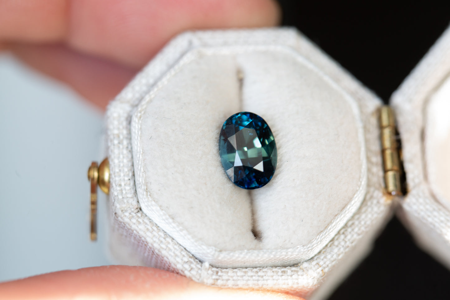 Load image into Gallery viewer, 2.04ct oval deep teal blue sapphire

