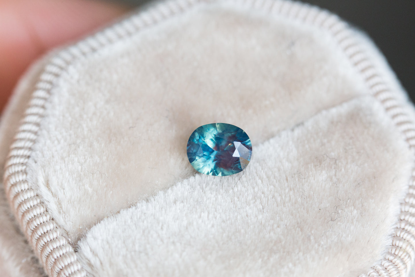 .96ct oval opalescent teal sapphire