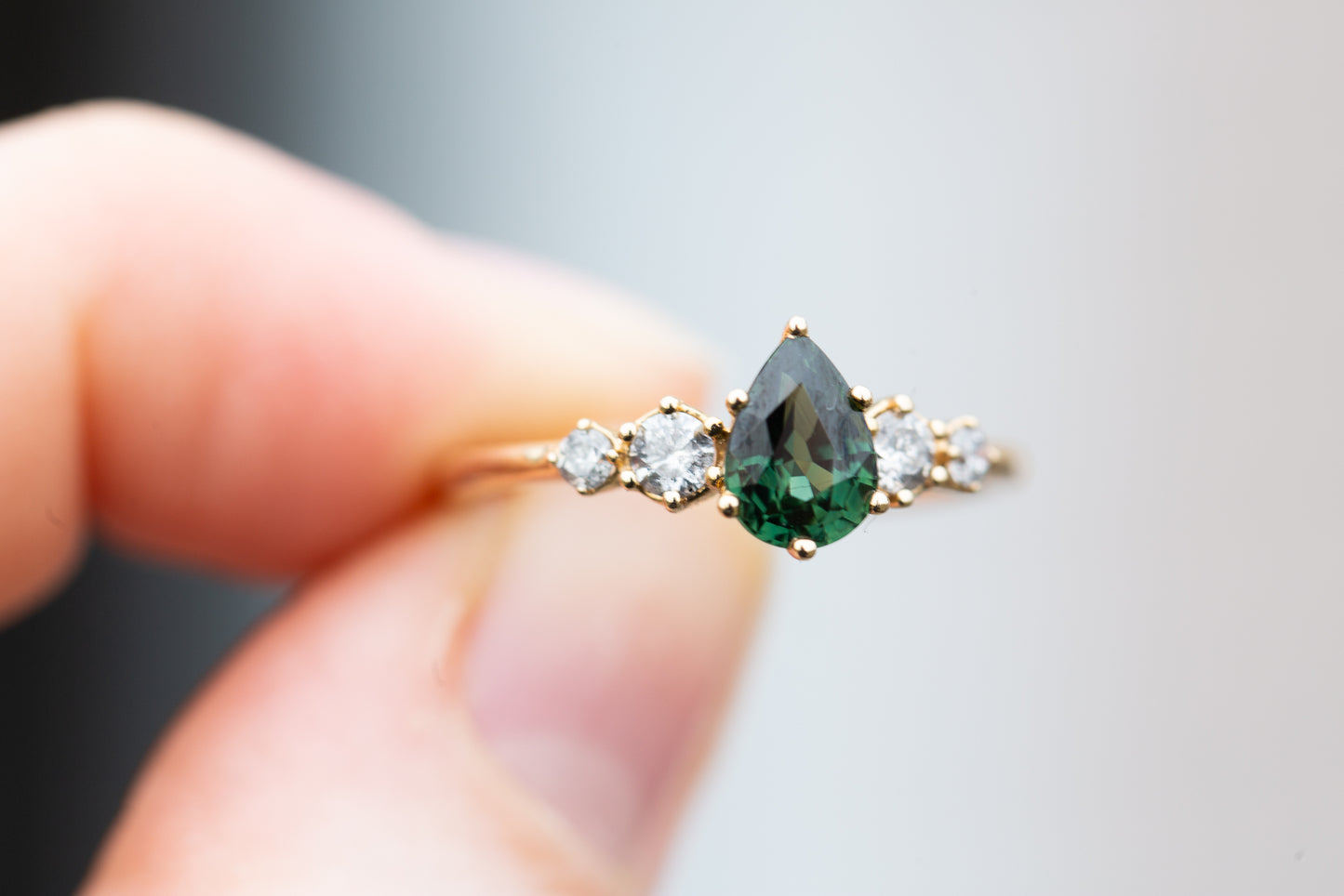 READY TO SHIP-sapphire five stone ring size 7 14k yellow