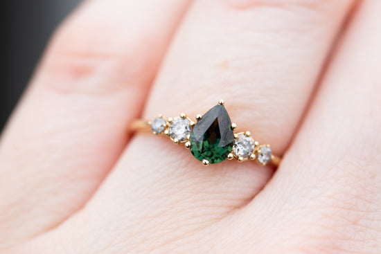 READY TO SHIP-sapphire five stone ring size 7 14k yellow