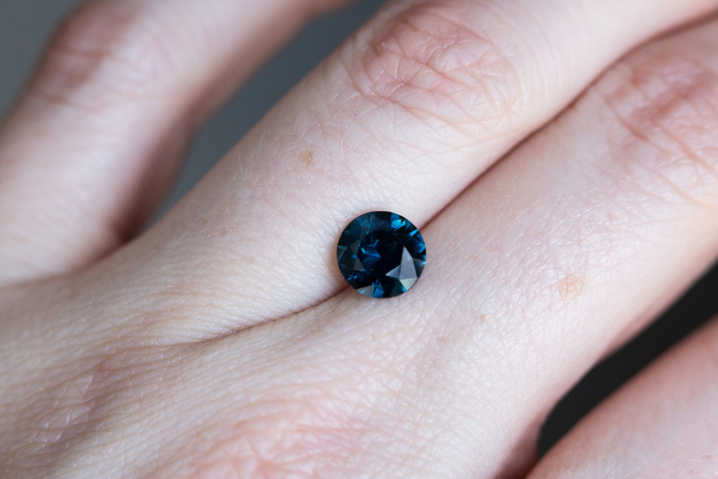 2.04ct round dark blue sapphire