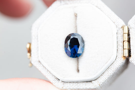 1.94ct oval deep dark blue sapphire