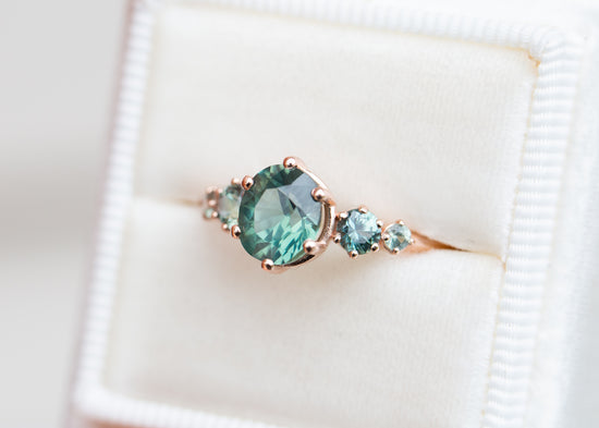 Five stone setting with blue/green sapphire side stones (setting only)