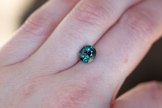 Load image into Gallery viewer, 2.08ct oval deep teal blue sapphire
