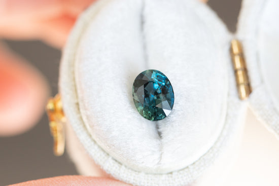 1.98ct oval deep blue green sapphire