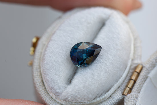 Load image into Gallery viewer, 2.29ct pear deep blue teal sapphire
