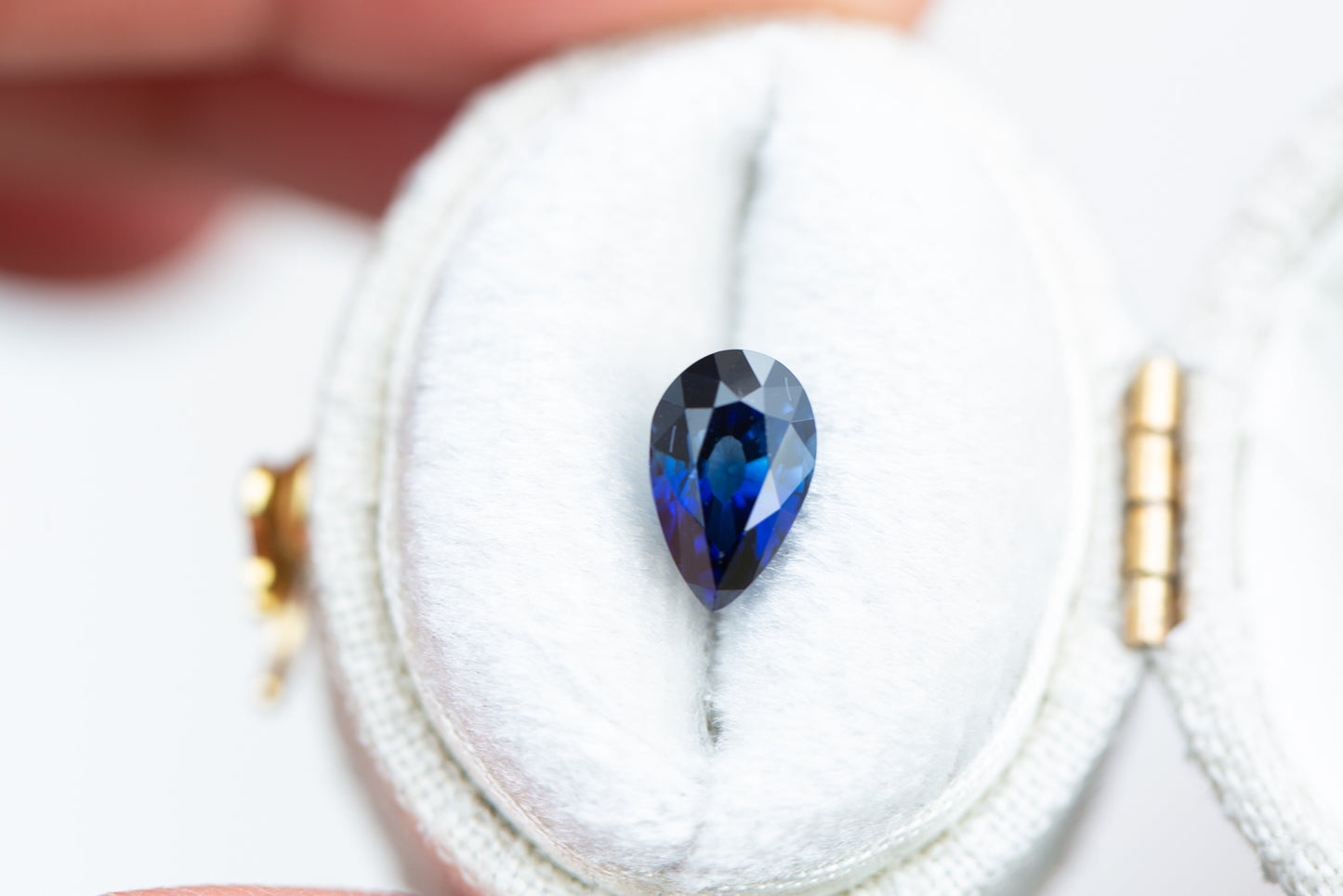 1.6ct pear deep velvet blue sapphire