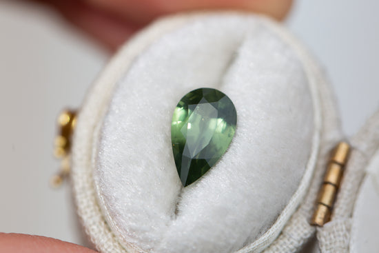 2.12ct pear slightly opaque green sapphire