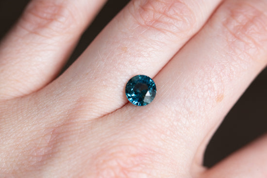 1.97ct round teal blue sapphire