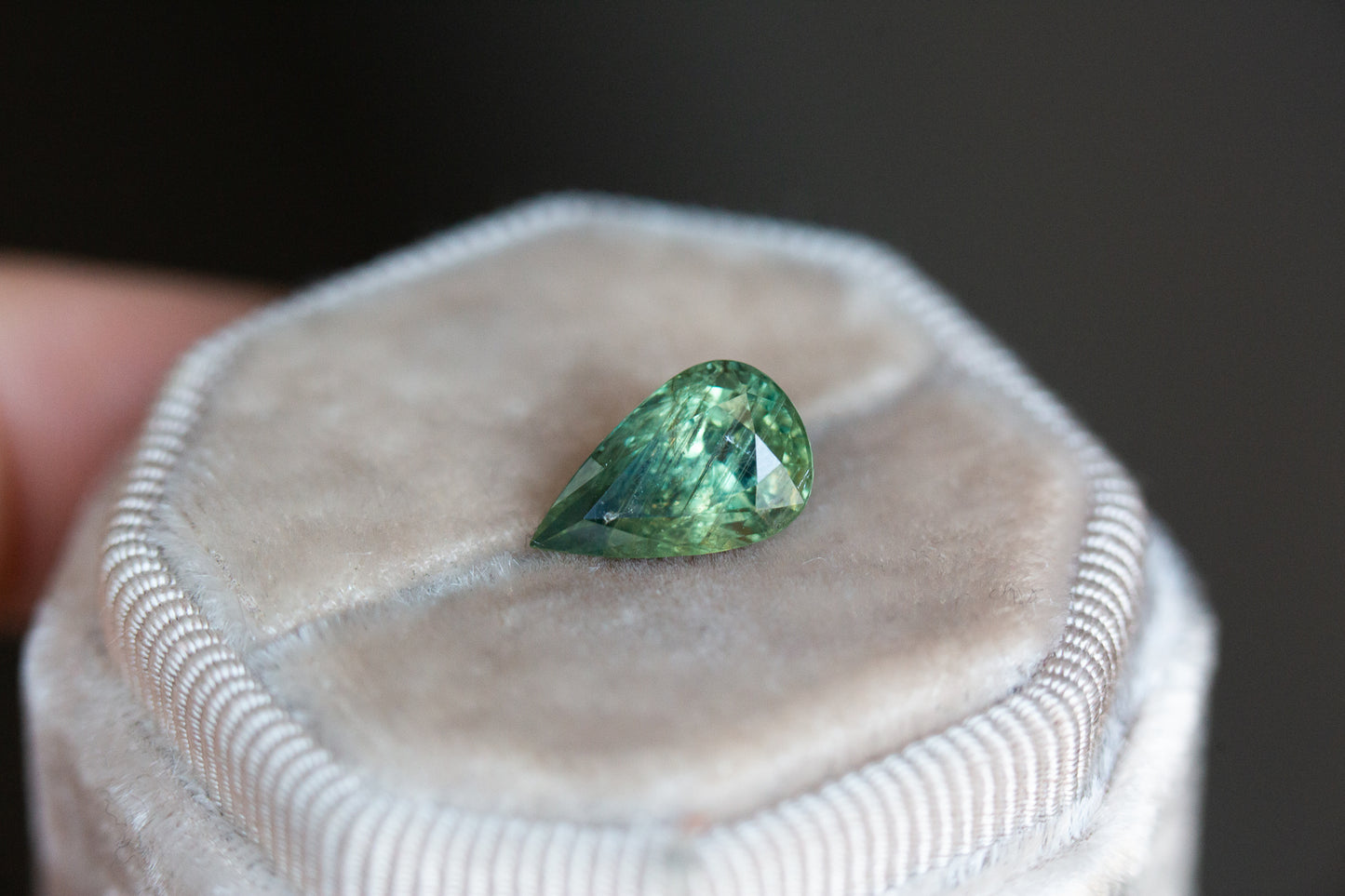 3.56ct pear green umba sapphire