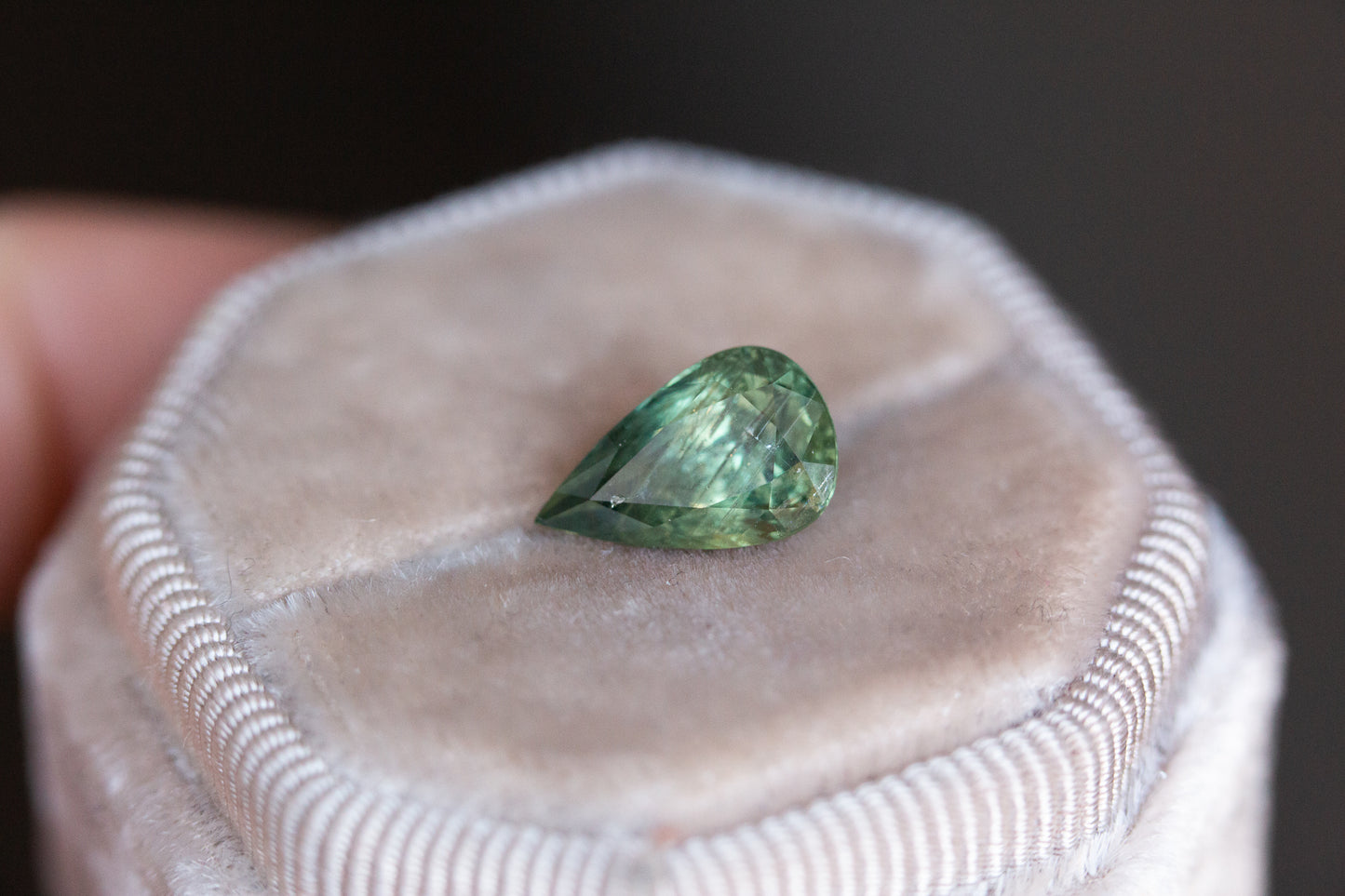 3.56ct pear green umba sapphire