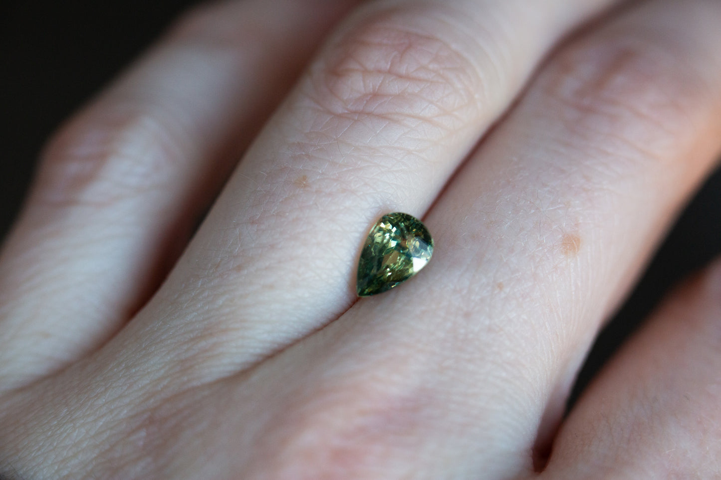 1.7ct pear green sapphire