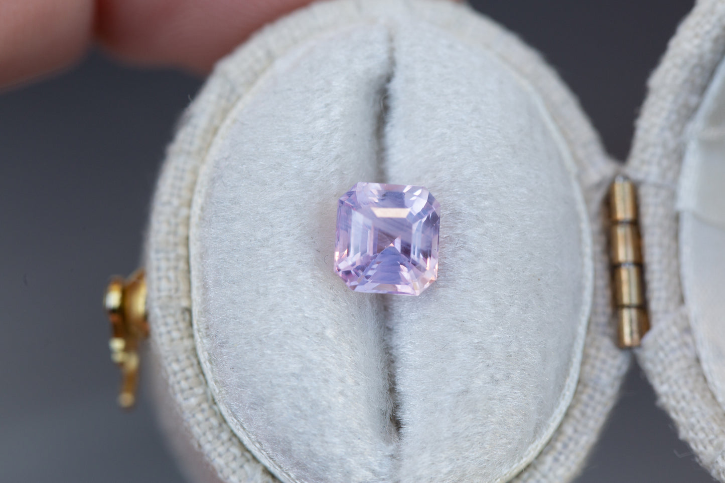 1.57ct radiant cut opalescent pinky lavender sapphire
