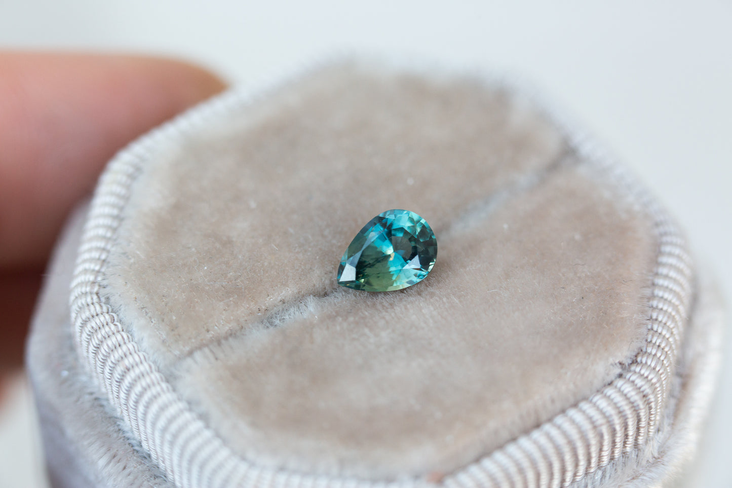 1.05ct pear blue green sapphire