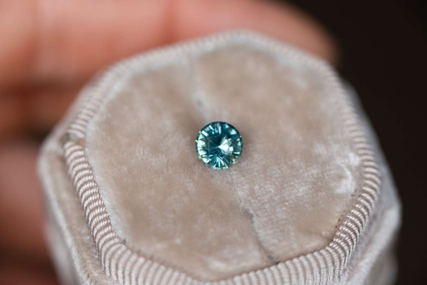 1.27ct round blue green teal sapphire