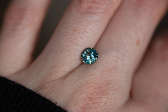 1.27ct round blue green teal sapphire