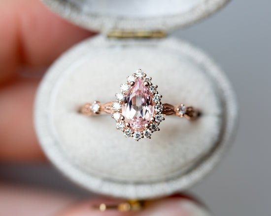 The Evelyn setting with lab pink sapphire