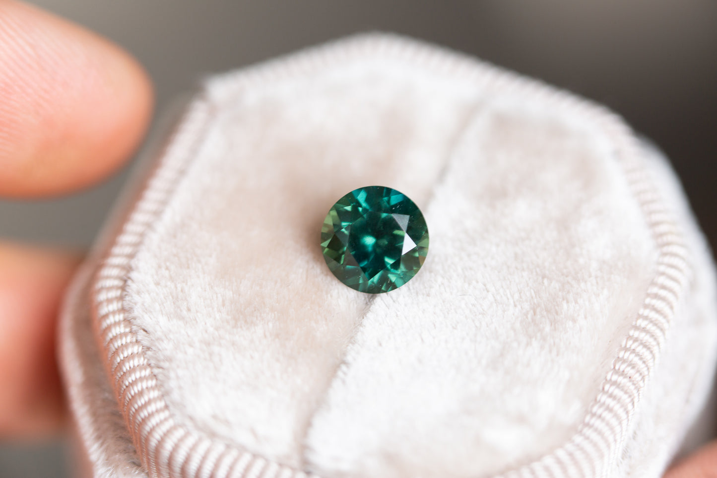 2.01ct round green teal sapphire