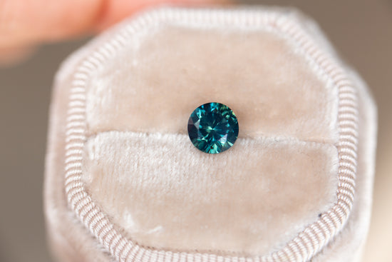 1.9ct round blue green sapphire