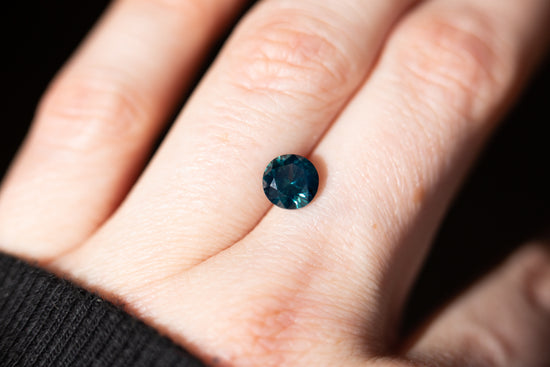 1.9ct round blue green sapphire