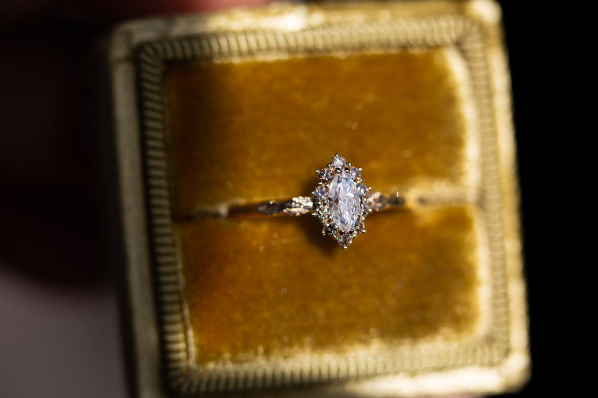 Midsummer Petite setting with marquise center and champagne diamonds ...