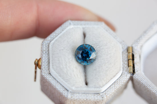 2.12ct round blue teal sapphire
