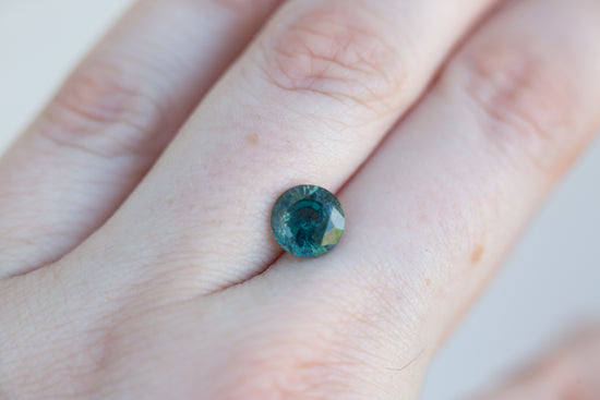2.32ct round teal green blue sapphire