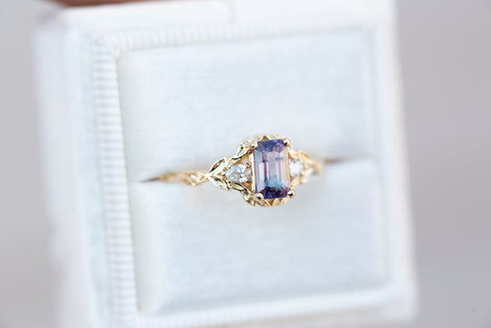 Load image into Gallery viewer, Wisteria setting with bi color pink purple sapphire center stone
