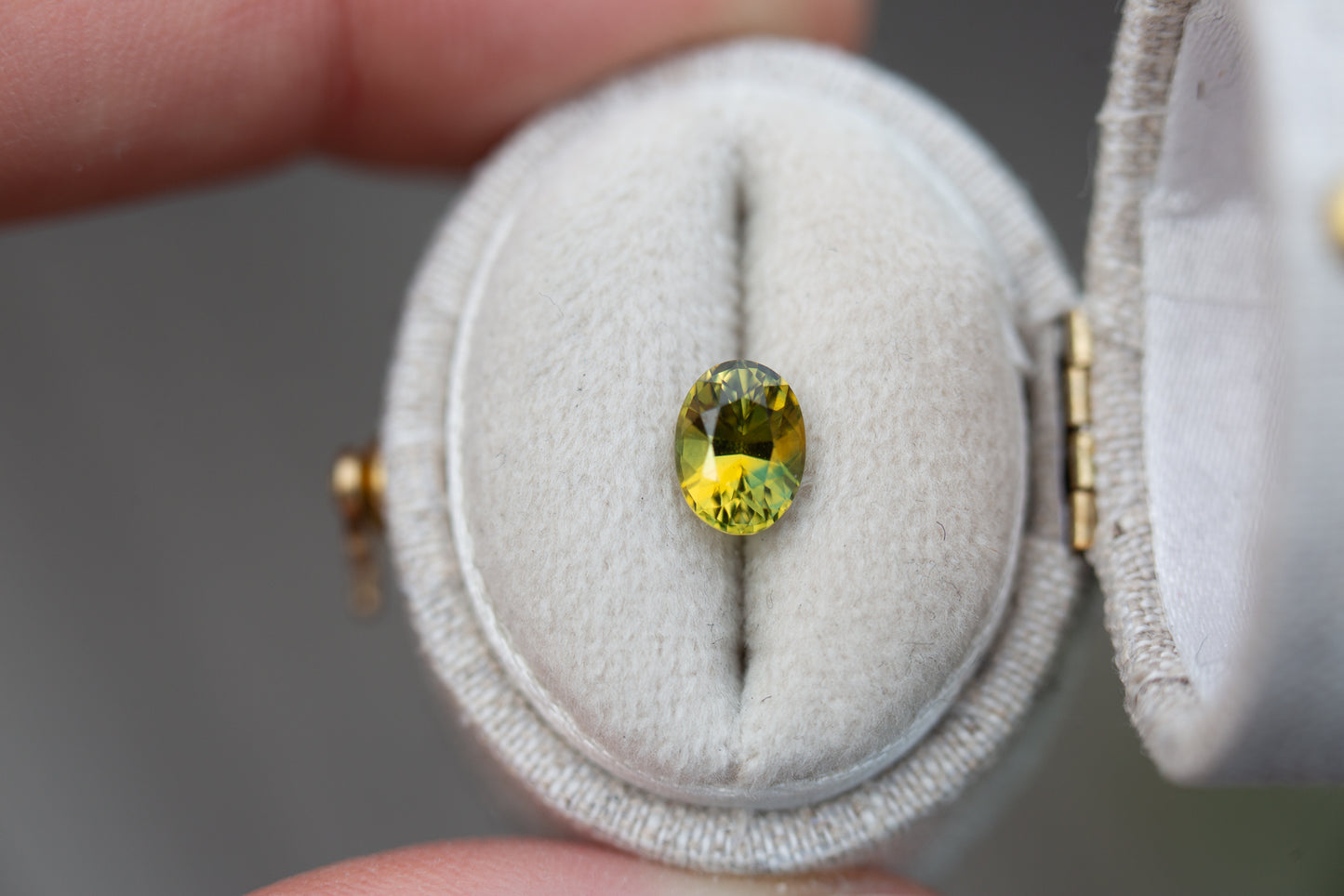 1.13ct oval yellow green sapphire