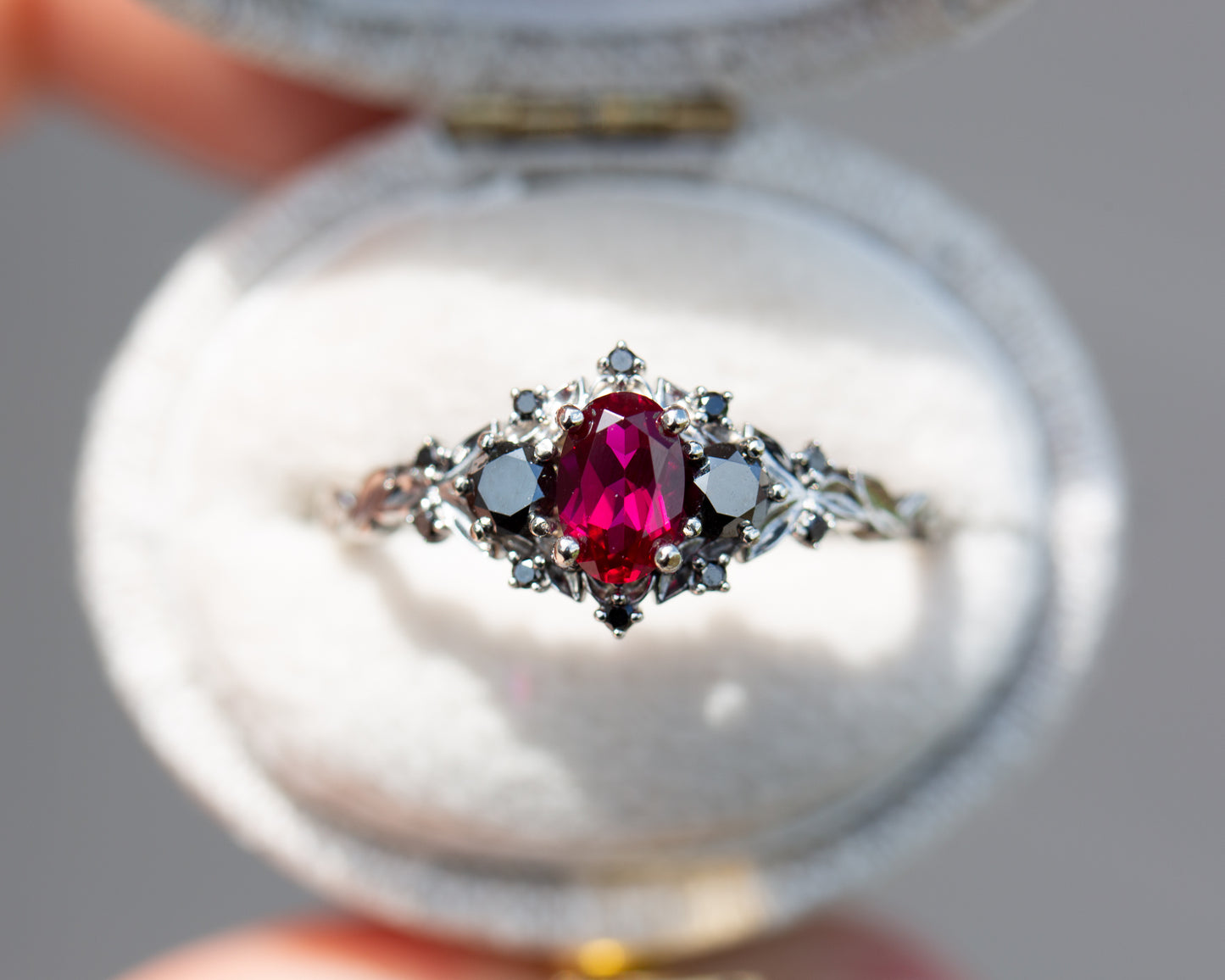 Three stone diamond and ruby ring Clearance