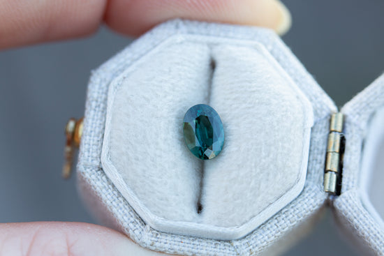 1.04ct oval deep blue green sapphire