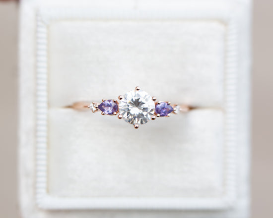 Lavender Sapphire Ring Engagement Ring 14k White Gold Diamond Ring 4.5ct  Emerald Cut Dusty Lavender Sapphire Ring Campari by Eidelprecious - Etsy