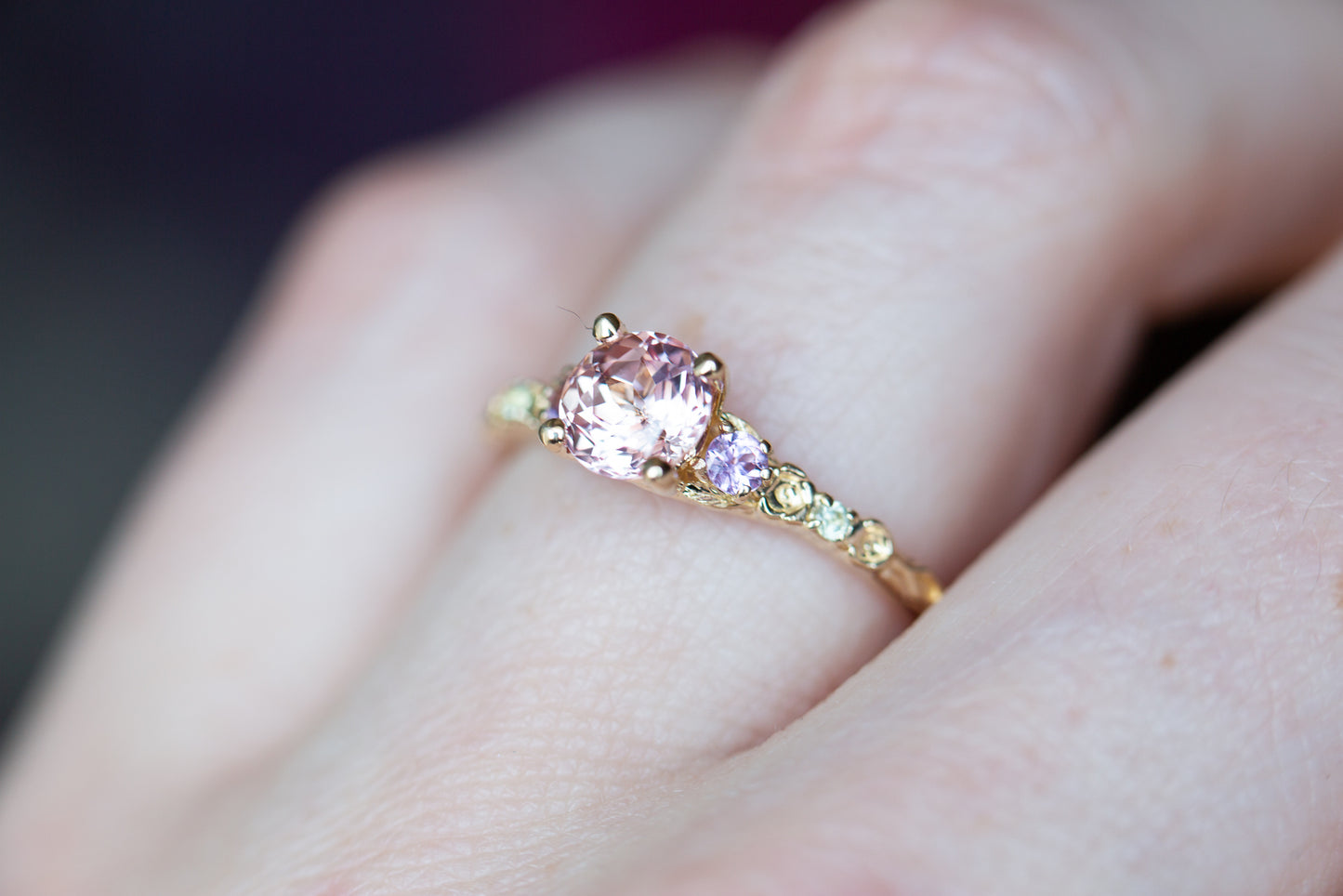 The Evelyn setting with lab pink sapphire – Oore jewelry